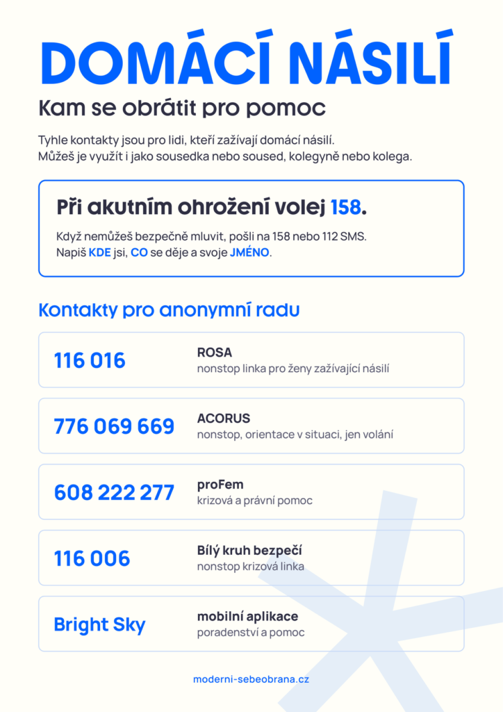 Domácí násilí: kam se obrátit pro pomoc. Leták ke stažení Leták s kontakty na organizace, které pomáhají při domácím násilí
